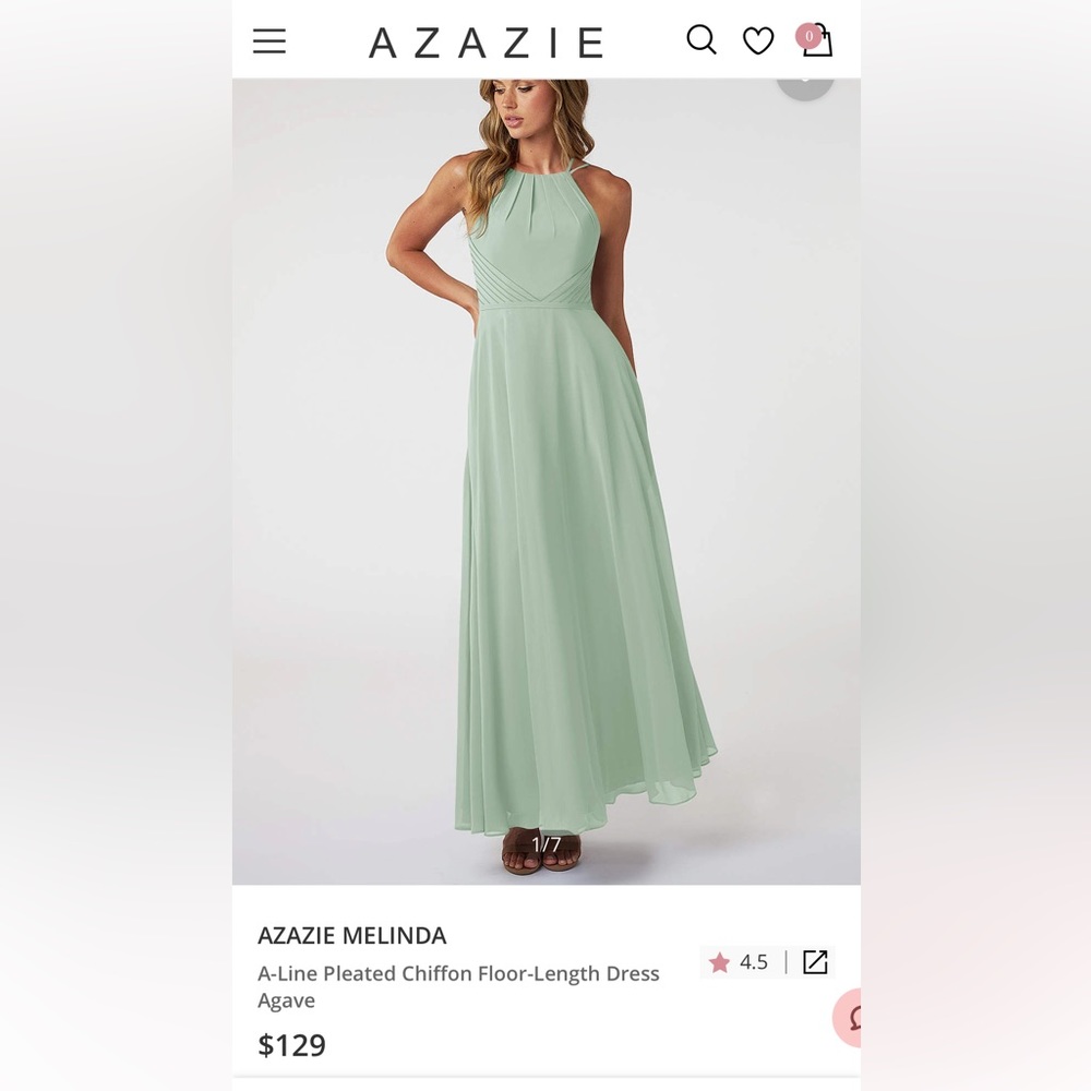 Azazie Pleated Chiffon Dress